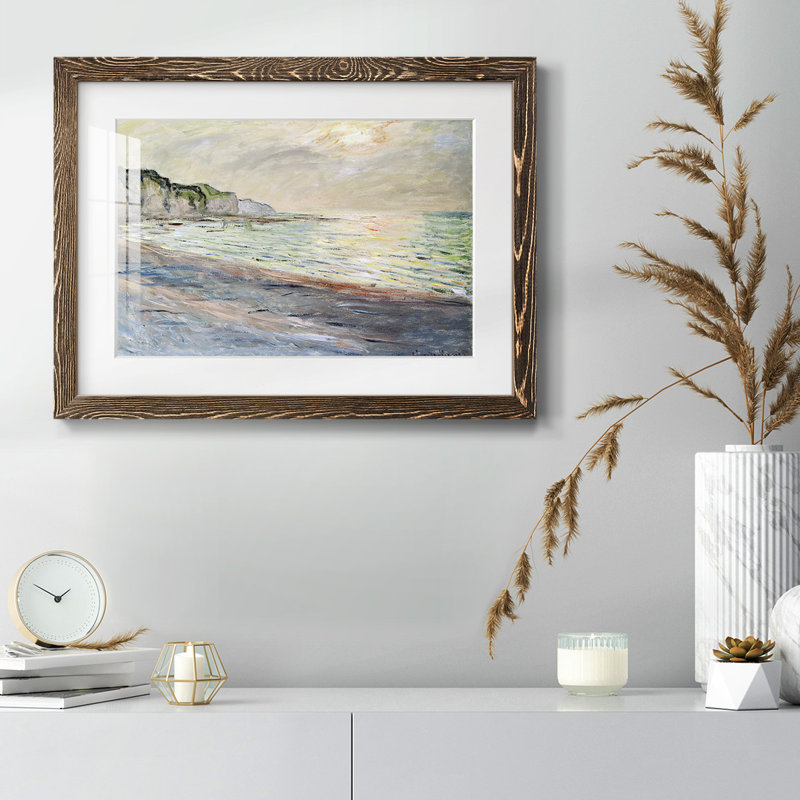 Pourville, Sunset, 1882, reproduction d'art encadrée, H 26 po x l 38 po, Noyer