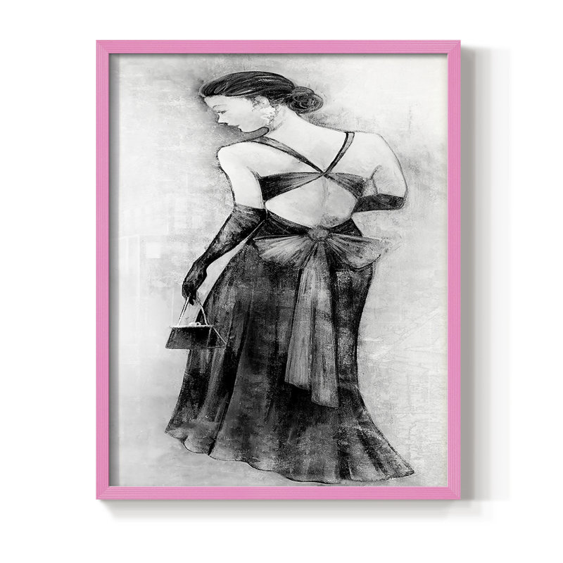 Reproduction encadrée sophistiquée du soir II - bois massif, H 11 po x l 9 po, Rose