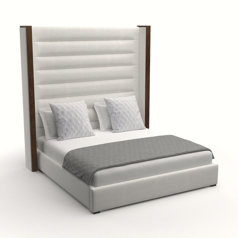 Dipson Upholstered Wingback Bed, King (High), Off White Revolution®