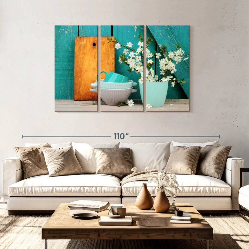 Senne Turquoise Bowls And Vase, 48" H x 74" W