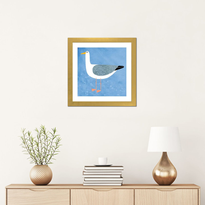 « Seagull » par Nic squirrell-impression, Papier encadré doré, H 16 po x l 16 po x p 1 po, Blanc
