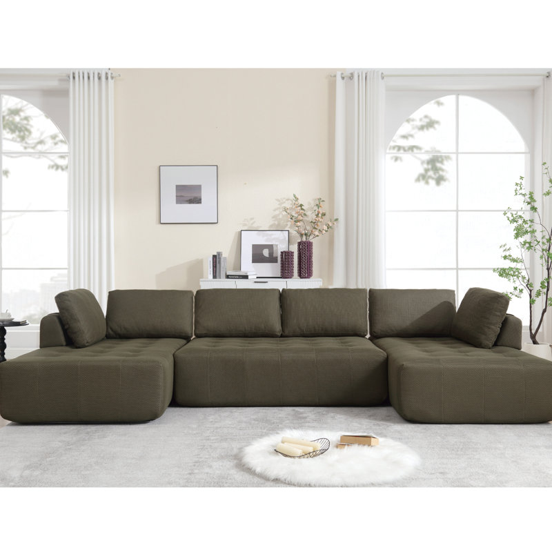 Modulaire 6 pour salon, 138,5 po avec revêtement en tissu respirant, siège moelleux, aucun assemblage requis, dossier divisé en 6, choix de sièges confortables