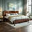 Bifrost 100% Solid Acacia Wood Platform Bed With Tall Headboard And Footboard, Mid-Century Art Deco Design, No Box Spring Needed, Sturdy Slat Support, Scratch & Water-Resistant-2023548152-2023548150