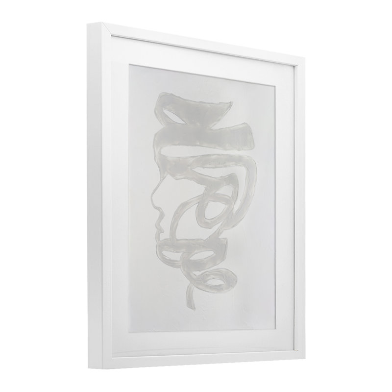 Portrait, impression monochrome encadrée sous verre, par Vanna Lam, H 21 po x l 17 po, Cadre blanc côtier
