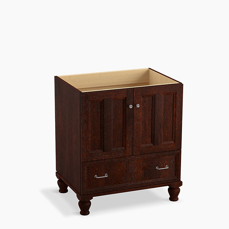 Base de meuble-lavabo 30 po Damask® avec pieds de meuble, 2 portes et 1 tiroir, Chêne laineux