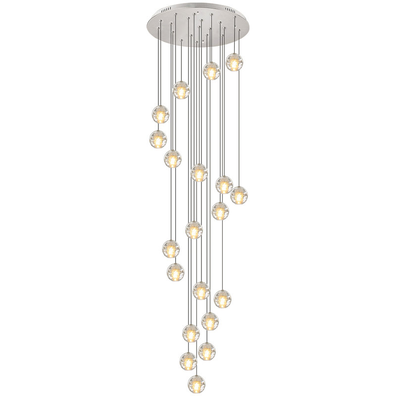 Daivelis 20 - Light Stainless Steel Chandelier, Chrome, 150" H X 23.6" W X 23.6" D