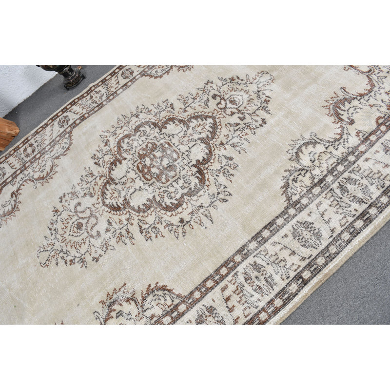Grand tapis turc Oushak vintage beige pour un décor de salon moderne brun / beige