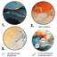 Cindie sarcelle, orange, audacieux, flux abstrait, collage II - Art abstrait rond en métal-109733499