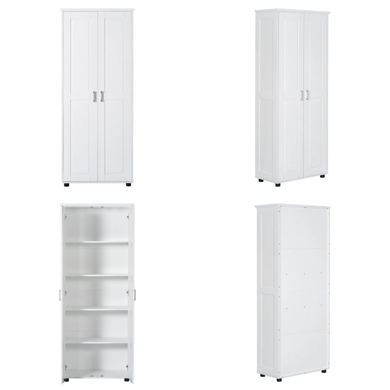 Armoire de rangement haute de luxe, armoire haute 71,25 po avec 2 portes et tablettes réglables, rangement autoportant pour la salle de bain, le bureau et la maison