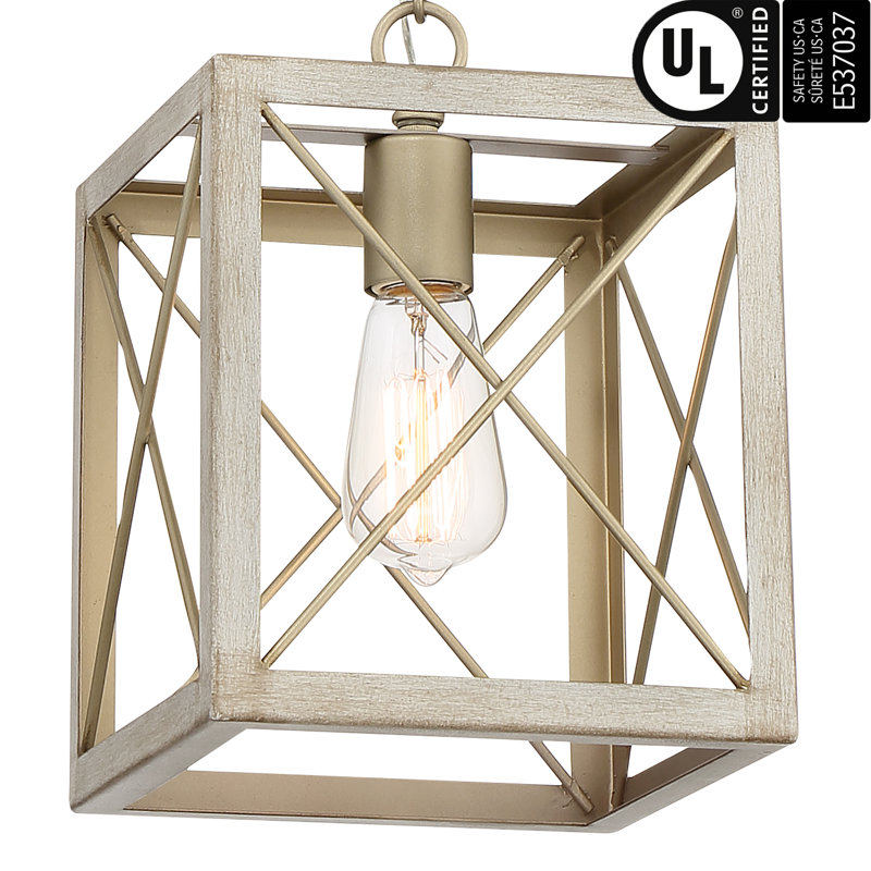 1 - Light Kitchen Lantern Square/Rectangle Pendant UL Certified, French Ash