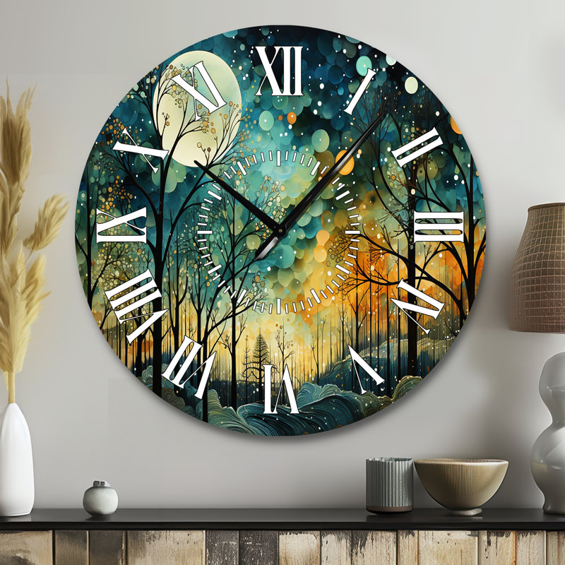 Horloge murale Enchanted Forest - Abstract Collages, Grand