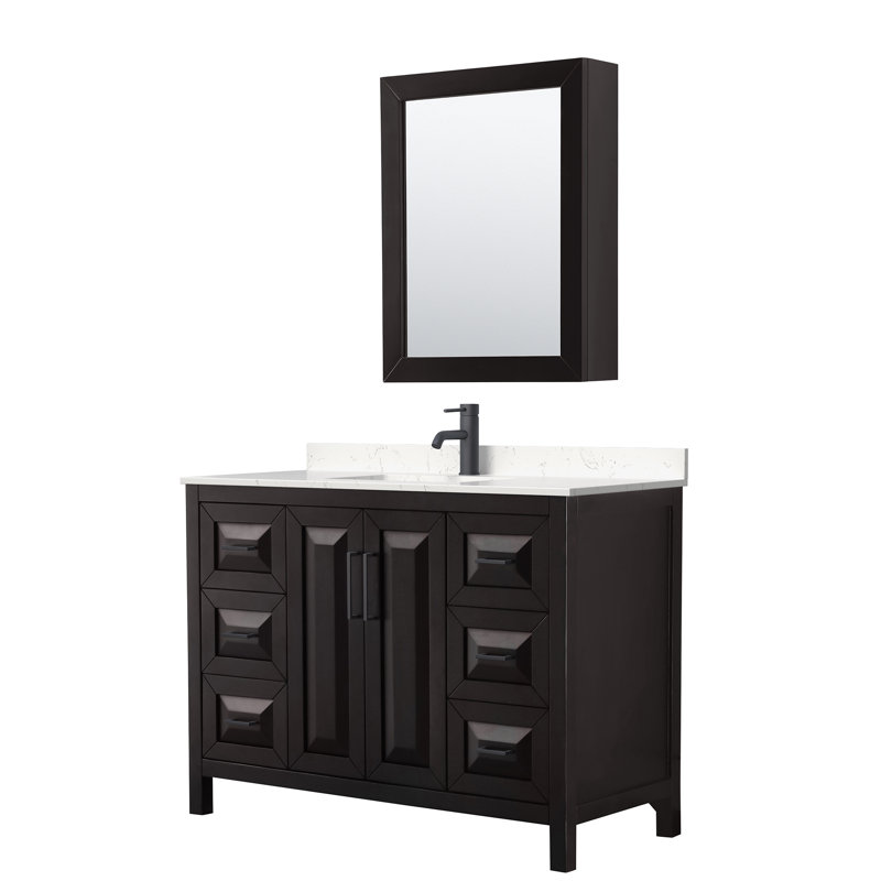 Daria 48'' W Vanity, White Cultured Marble, Dark Espresso, Matte Black