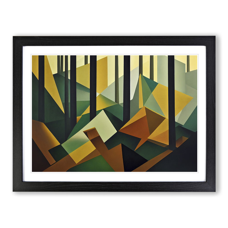 Uplifting Abstract Forest - Framed Print, Black, 46cm H x 64cm W x 2cm D