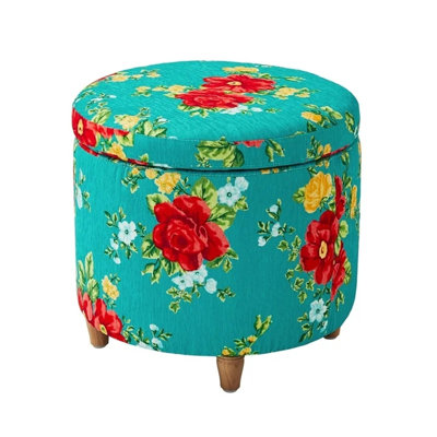 Repose-pieds rond avec rangement Floral