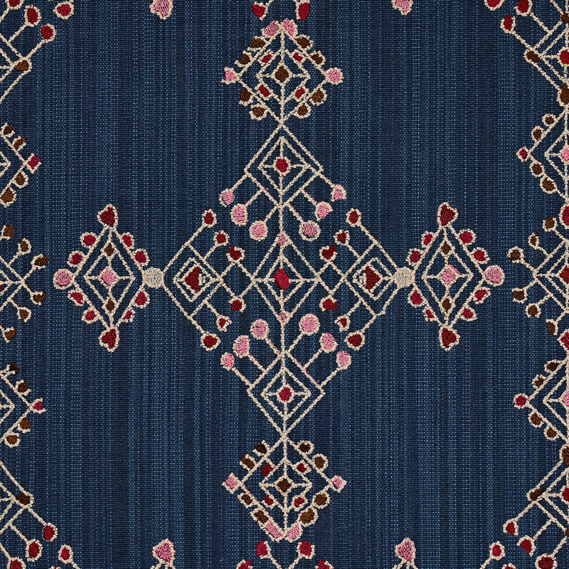Kalindi Embroidery Fabric, Indigo