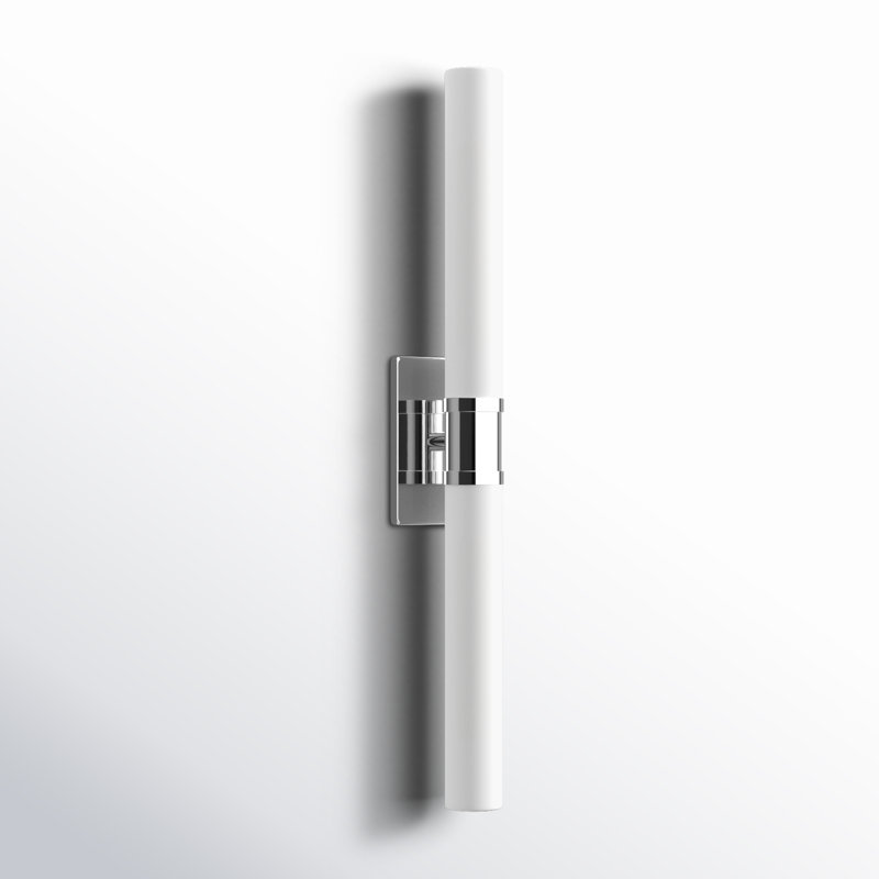Chrome and White Dimmable 2-Light Bath Bar