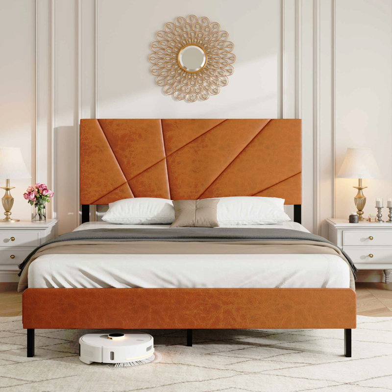 Structure de lit en métal, lit plateforme carré avec rangement sous le lit, aucun matelas à ressorts requis, Full