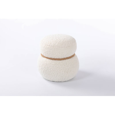 Round Upholstered Broadcloth Pleat Ottoman