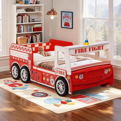 Zoomie Kids Hero Fire Truck Twin Bed for Kids