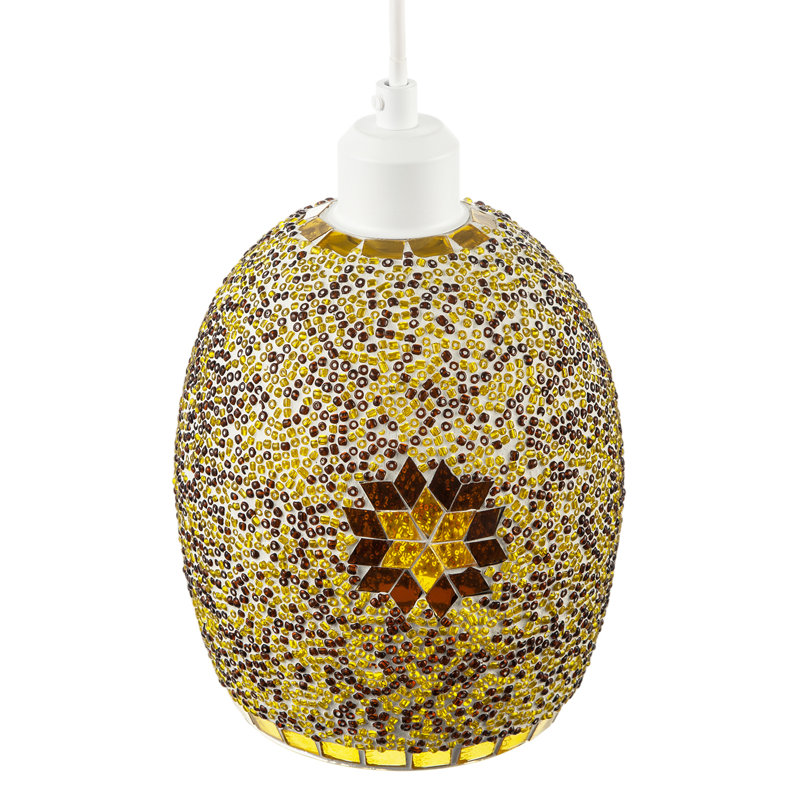 Dome Shaped Pendant Light Shade With Glass Mosaic Beaded Construction By 