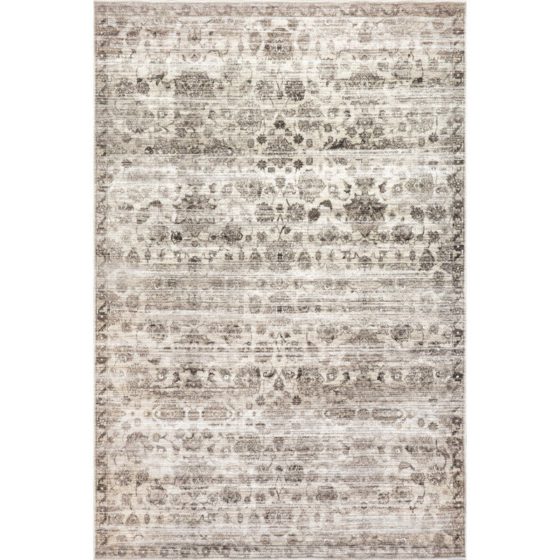 Aitana SpinClean Floral and Paisley Machine Washable Area Rug, Rectangle 6'7" x 9'