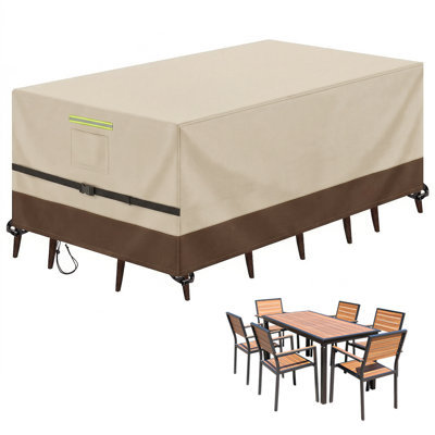 600D Oxford Heavy Duty Patio Furniture Cover, Waterproof All-Weather Outdoor Cover for Sectional Sofa & Rectangular Garden Dining Table Chair Set