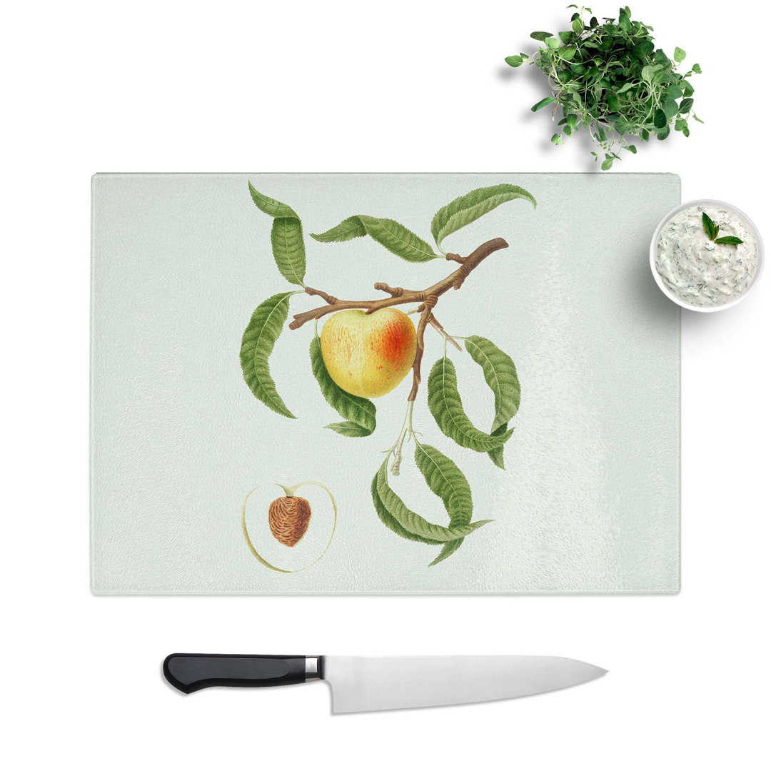 Tempered Glass an Illustration of a Peach Tree Chopping Board