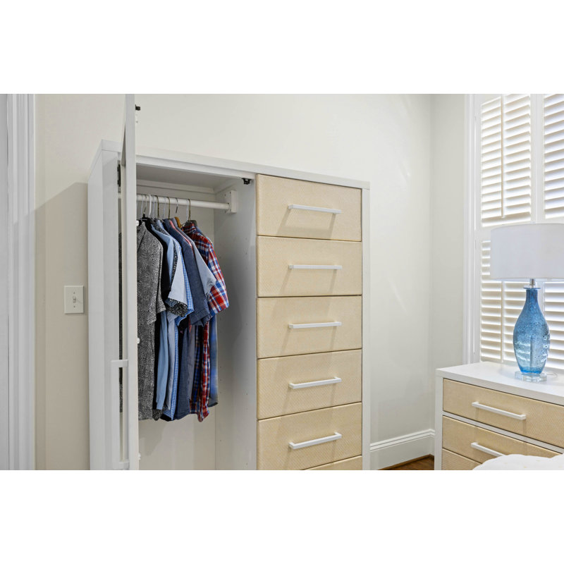 Miramar - Commode de porte en miroir tissé - Finition sable et blanc éclatant