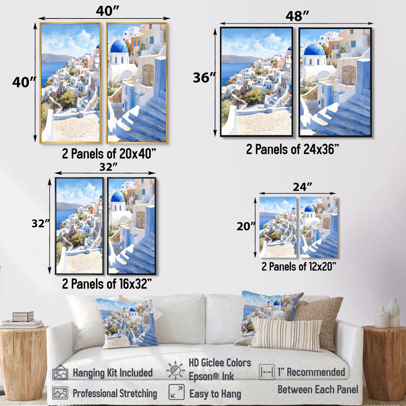 Décoration murale Grecque Santorini Odyssey II - Grande Grèce, H 40 po x l 40 po, Reproduction encadrée sans passe-partout