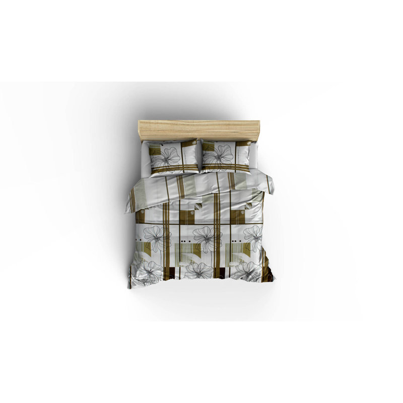 Ensemble de housse de courtepointe 100% coton de qualité supérieure Ranforce, brun | Housse de couette 102,4 po x 86,6 po et 2 taies d'oreiller 19,7 po x 35,4 po | Lavable à la machine, 145 fils, fermeture élégante