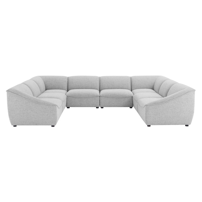 Comprise 140" Wide Symmetrical Modular Corner Sectional, Light Grey Velvet