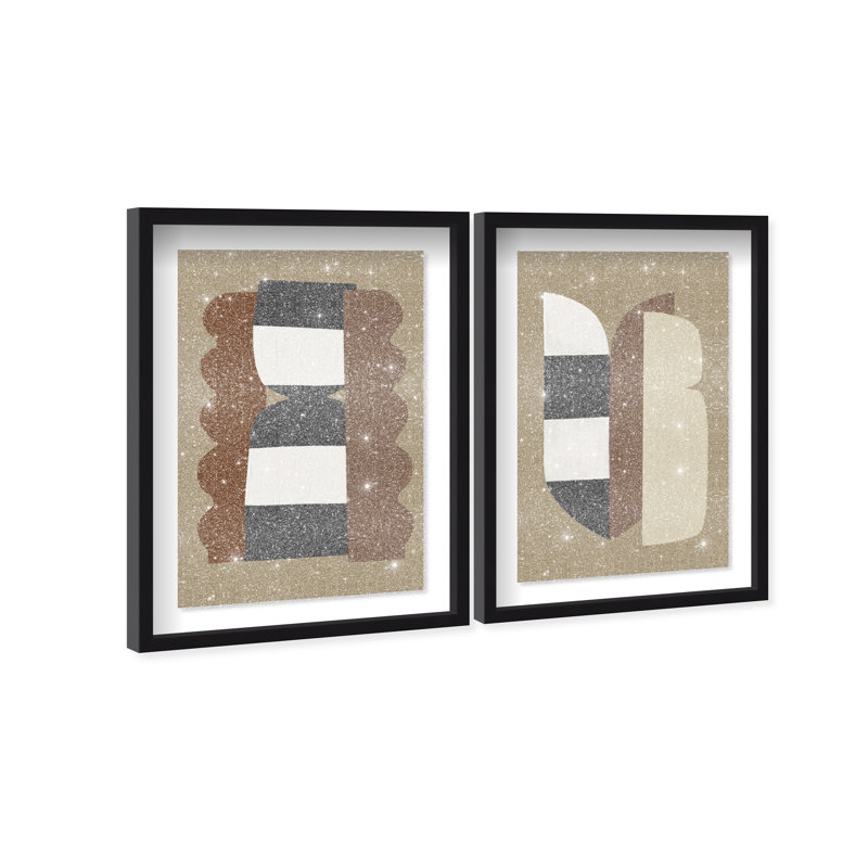 Puzzle Catcher Set Shadowbox Abstract Print by Oliver Gal, Black Frame, 10 x 15, 11.5"H x 16.5"W, Black Shadowbox