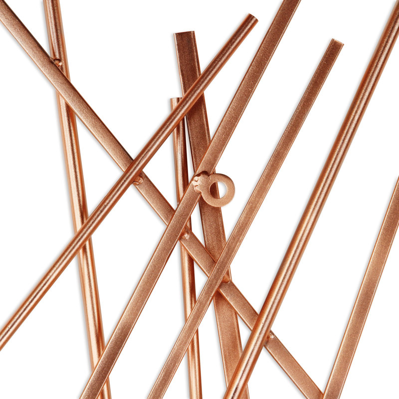 Handmade Modern Abstract Wall Decor on Metal, Rose Gold, 35" H x 33.5" W x 1.25" D
