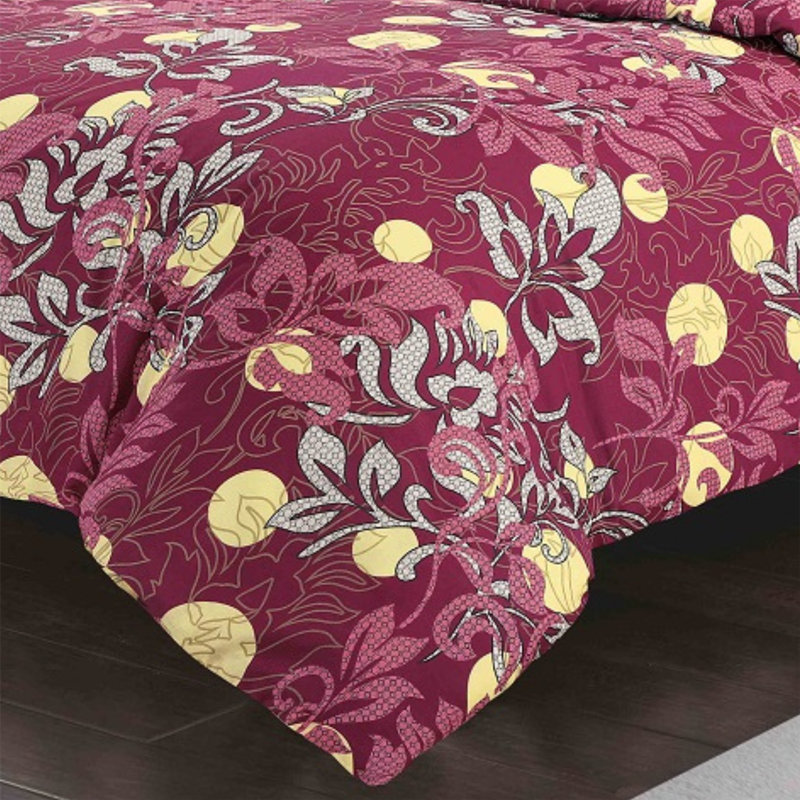 Arleni Cotton Blend Floral Duvet Cover with Pillowcases, King