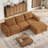 Boneless 106.7" Modular Sectional Sofa with Deep Seat, Upholstery L Shaped Cloud Couch for Living Room, 3-Seater Modern Boneless Sofa with Movable Ottomans, Removable Cover, No Assembly Required-1087487029