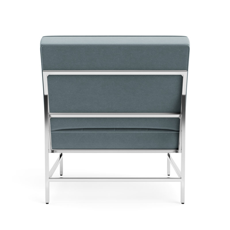 Major Chair, Performance Velvet - Harbor, Polished Stainless Steel