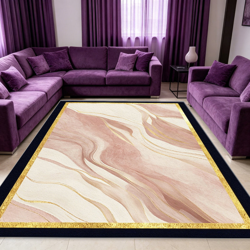 Blush Marble with Gold Accents carpet-easy to clean, machine-washable, soft and comfortable; suitable for door mats, kitchens, living rooms, bedrooms, corridors, and laundry areas. Easy to clean, durable carpet for home decoration.