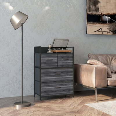 HOMCOM Chest of Drawers Fabric Dresser 4 Drawers, Black