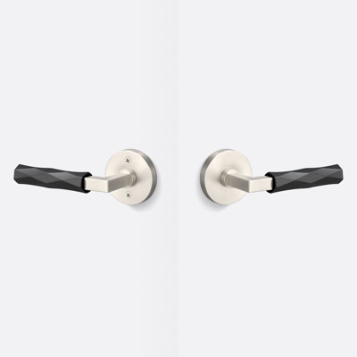 Levanto Round Passage Rosette In Satin Nickel, Vertex Grip In Flat Black