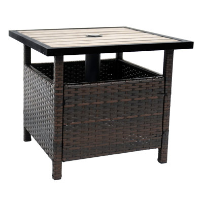 Latassha Wicker Side Table with Umbrella Hole