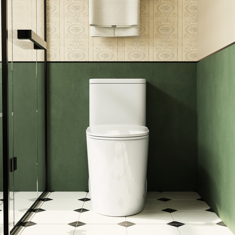 Toilette allongée en céramique, 1,1 / 1,6, blanche, confortable, siège à fermeture en douceur, et hauteur de toilette T036wt, couleur blanche,
