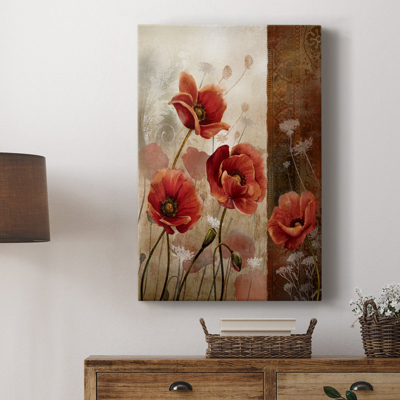 Coquelicots sauvages II - Cavas enveloppés de galerie, H 12 po x l 8 po