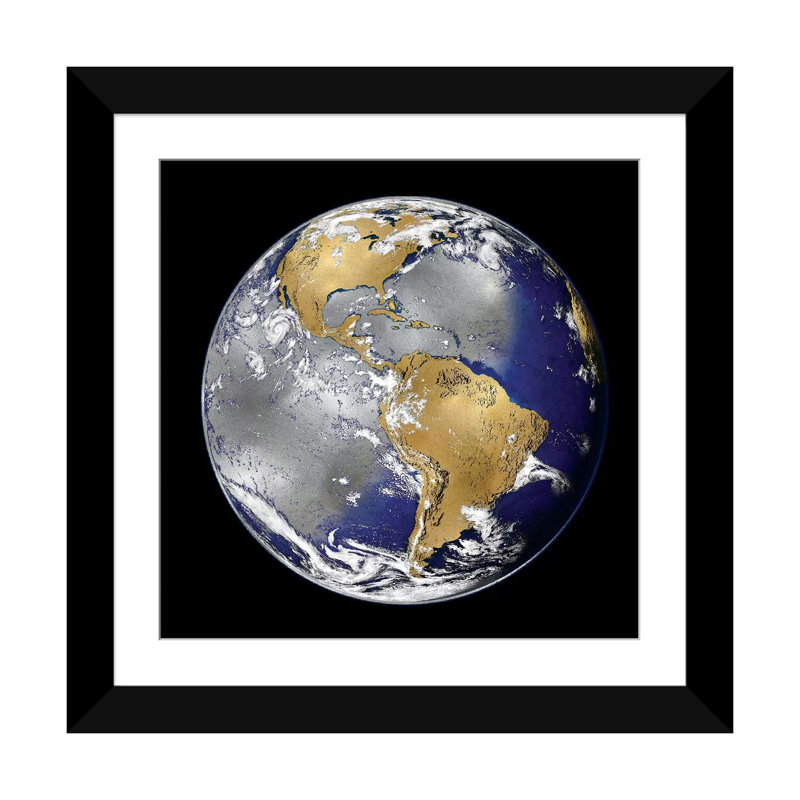 « world turning i », impression sur toile, H 16 po x l 16 po x P 1 po, Papier avec cadre noir, Blanc