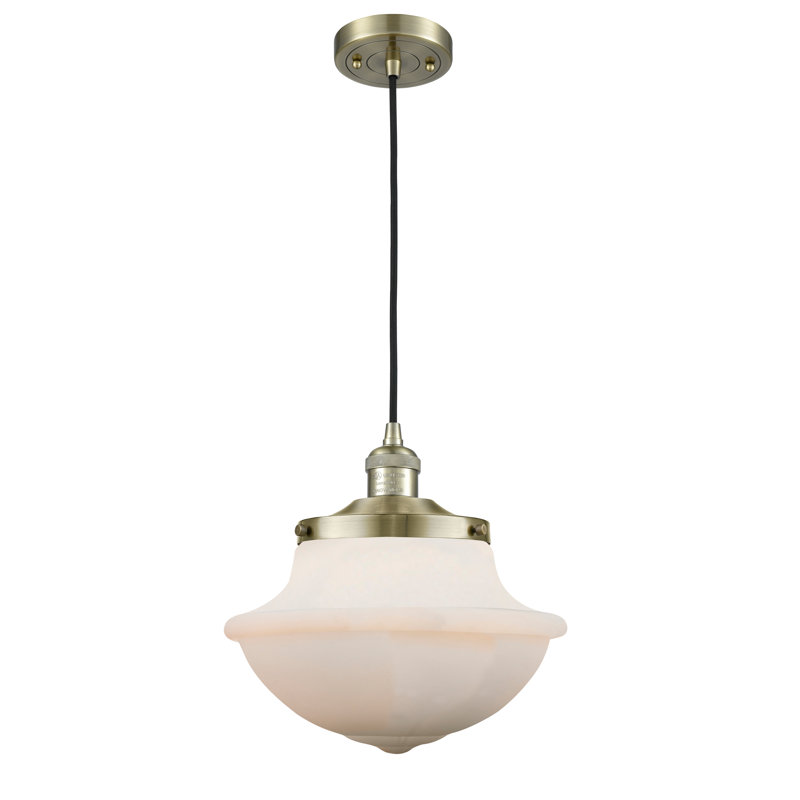 Luminaire suspendu simple à 1 lumière Grourke, Laiton antique