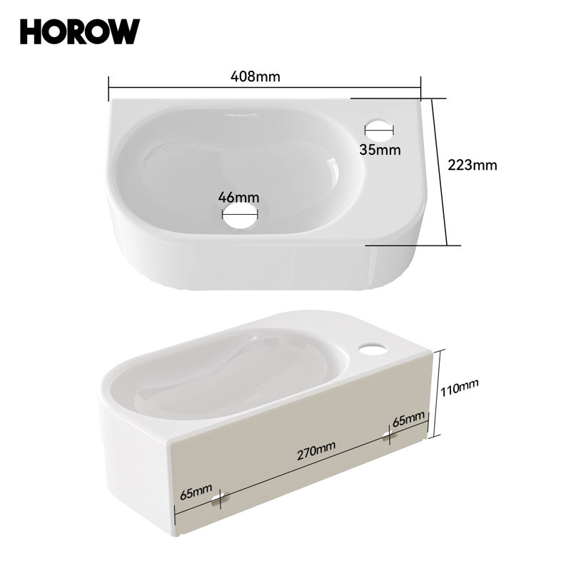 Belfry Bathroom 40mm L x 22mm W White Ceramic Rectangular Sink