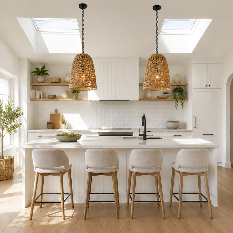 Aziz 1 - Light 13.8"W Rattan Bell Pendant
