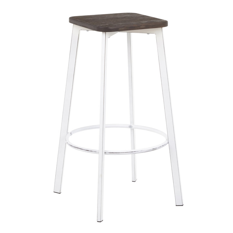 Palermo Counter Stool with Metal Frame, White/Espresso