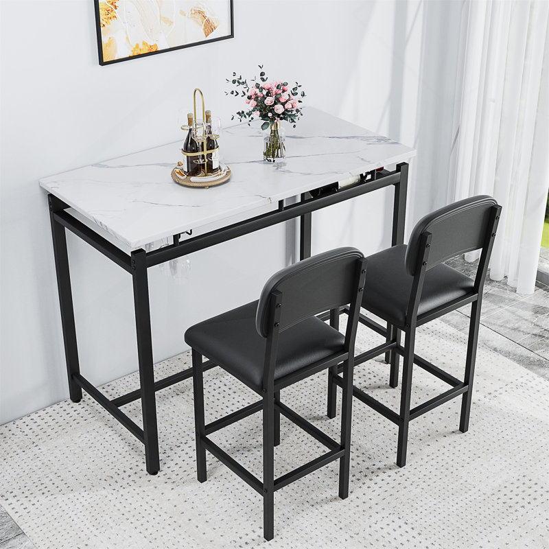 Ensemble de table de cuisine compacte et compacte avec chaises rembourrées pour les petits espaces et une utilisation polyvalente, durable et confortable