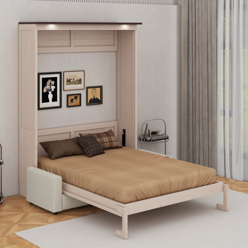 Grand lit escamotable avec canapé et DEL