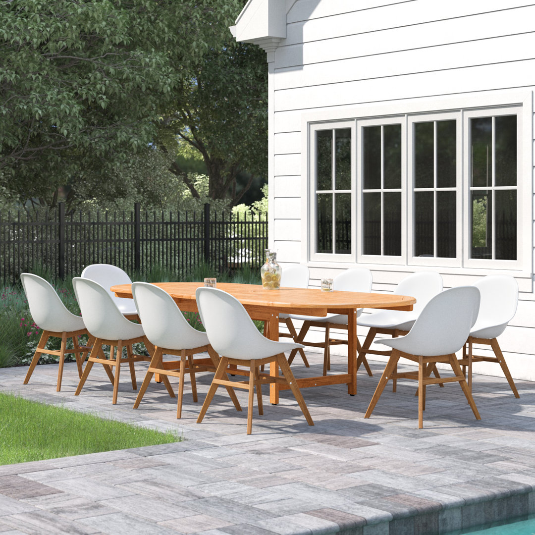 Anautica 10 - Person Wood Patio Dining Set with Oval Table Lark Manor™